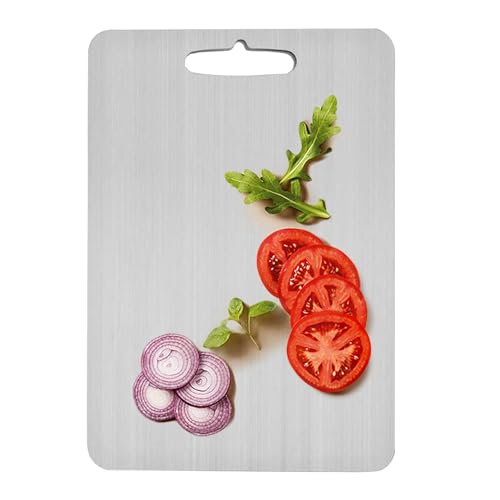 Titan-Schneidebrett – leichtes Titan-Schneidebrett | Doppelseitiges Schneidebrett | Easy Grip Backbrett für Arbeitsplatte | Schneidebrett aus Metall in Küchenqualität für Fleisch, Obst, Gemüse von LATAFA