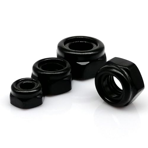 Sicherungsmuttern 2/10/25 Stück M2 M2.5 M3 M4 M5 M6 M8 M10 M12 Schwarz 304 Edelstahl Sechskant-Nyloneinsatz-Kontermutter Sechskant Selbstsichernde Kontermutter(10pcs M8) von LATEAU
