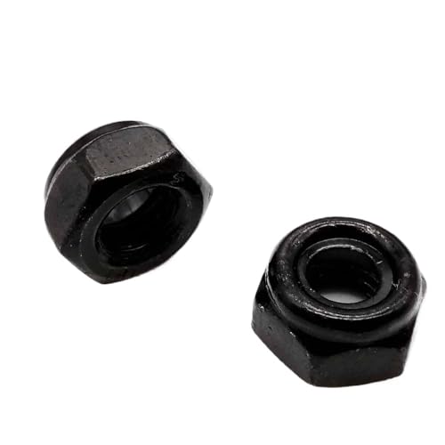 Sicherungsmuttern M2 M2.5 M3 M3.5 M4 M5 M6 M8 M10 M12 M14 M16 304 Edelstahl Schwarz Sechskant Nyloneinsatz Kontermutter Selbstsichernde Kontermutter(Black,25pcs M2) von LATEAU