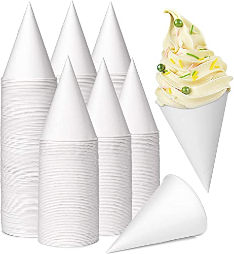 LARERN 200 Stück Kegelbecher aus Papier, 130ml Schneekegel-Cup Auslaufsichere Pappbecher für Slush Rasiert Eiscreme Sorbet Wasser - für Dispenser Office Home Hochzeit Kindergeburtstagsfeier (Weiss) von LATERN