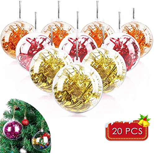 LATERN 20 Stück Transparente Weihnachtskugel, 10CM Befüllbarer Ball aus Kunststoff aus Acryl Klare Christbaumschmuckkugeln Christbaumkugeln Ornament für Weihnachtsbaum Hochzeits Party Dekor von LATERN