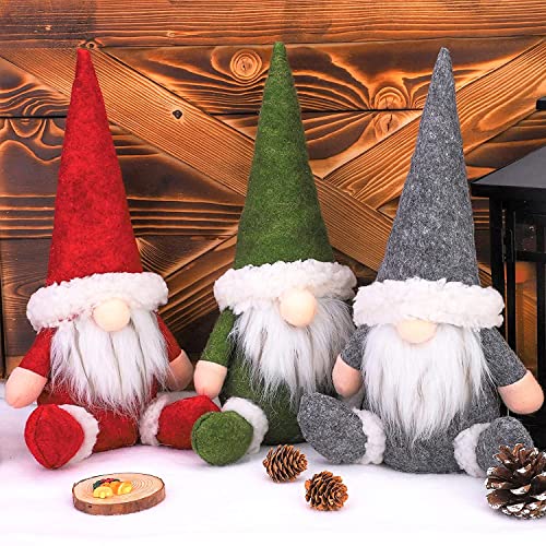 LATERN 3 Stück Weihnachtszwerg Schwedisch, entzückende handgemachte Weihnachtsmann sitzend Weihnachtsmann Zwerg Puppen Gonks Zwerg Elf Figurens für Weihnachten Kamine Büro Weihnachtsfeier Dekoration von LATERN