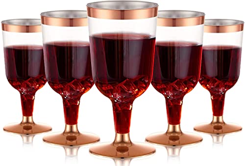 LATERN 30 Stück Weingläser aus Kunststoff, 170ml Roségold Weinverkostungsgläser Wiederverwendbare Party Weinbecher mit Stiel für Getränke Whisky Champagner Bier Cocktail Martini (13,4 x 6,5cm) von LATERN