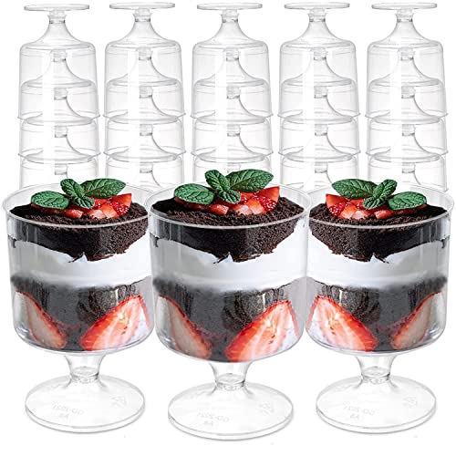 LATERN 80 Stück Dessertbecher aus Kunststoff, 60ml Runde Dessertbecher Klarer Parfait Vorspeisenbecher Wiederverwendbare Servierschüssel für Dessert Pudding Mousse Party (8,5 x 5cm) von LATERN