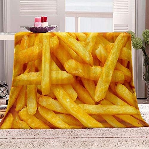 LATIZI Kuscheldecke 130x150 Pommes Frites Lebensmittel Flanell Fleecedecke 3D Print Weich Flauschige Decke für Bett Sofa Sofadecke Wohnzimmerdecke Deko Camping Wohndecken von LATIZI