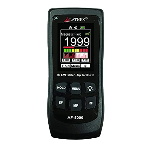 LATNEX AF-5000 5G EMF-Messgerät, HF-Detektor, Tester und Lesegerät mit Kalibrierzertifikat – testet und misst HF- und Mikrowellen, 3-Achsen-Gauß- oder Tesla-Magnetfelder und elektrische ELF-Felder von LATNEX