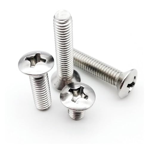 10/50 Stück M2 M2,5 M3 M4 M5 M6 GB820 DIN966 A2-70 304 Edelstahl Kreuz erhöhter Senkkopf halbovaler Schraubenbolzen (Color : 10mm, Size : 10pcs M5) von LATOOR