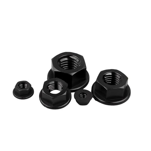 100/500 Stück M3 M4 M5 M6 M8 M10 M12 Nylon-Sechskant-Flanschmutter aus Kunststoff (Color : Black, Size : M8 100PCS) von LATOOR