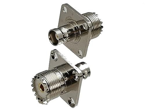 2 stücke Stecker Adapter UHF SO239 Buchse Auf BNC Buchse 4 Löcher Flansch RF Koaxial Konverter Drahtklemme von LATOOR