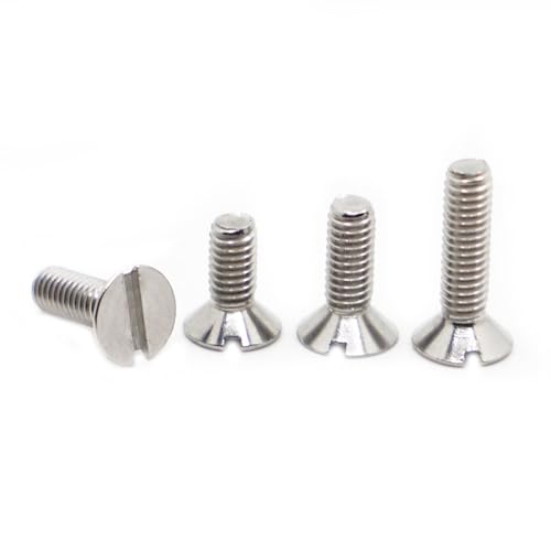 50 Stück M1,6 M2 M2,5 A2-70 304 Edelstahl GB68 metrisches Gewinde Schlitz flacher Senkkopf Maschinenschraubenbolzen (Color : 10mm, Size : M1.6 50pcs) von LATOOR