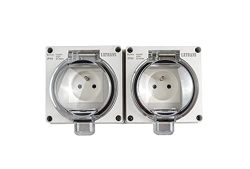 Aufputz Feuchtraum Französisch Standard Steckdosen 1-fach oder 2-fach IP66 auch wenn Stecker im Betrieb ist (1-fach) (2-fach Französisch Steckdose IP66) von LATRANS