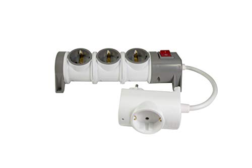 Multistecker Schuko Steckdose Mehrfachstecker Verteiler 4 fach mit Stecker mit beleuchtete Schalter und Überspannungsschutz mit Kurze Kabel nur 20cm (4-fach kurze Kabel) von LATRANS