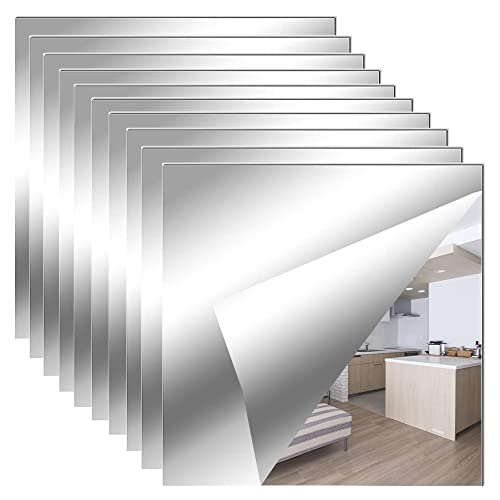 LATRAT 10 Stück Rechteckige Wandaufkleber für Spiegel, dekorative Wandspiegel, Blätter aus weichem Material, kein Glas, Fliesen, Wand (20 x 20 cm) von LATRAT