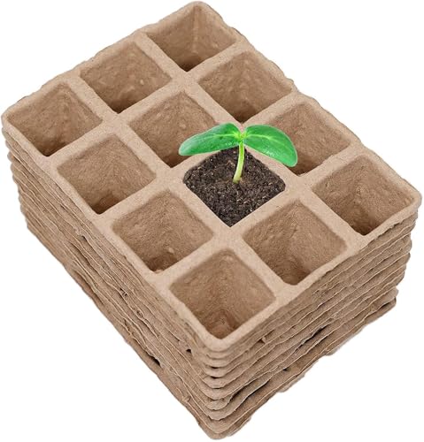 LATRAT 12 Stück Anzuchttöpfe, Pflanze Samen Starter Tablett Kit für den Garten, Gemüsegarten und Gewächshäuser, Setzlinge Kasten von LATRAT