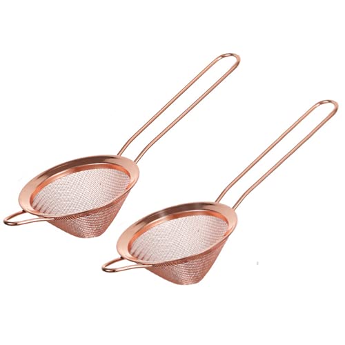 LATRAT 2 Stück Edelstahl Sieb konisch, Fine Mesh Cocktail Strainer,Zubehör Werkzeug zum Filtern von Cocktails Tee Saft Flüssigkeit （Rosé gold ） von LATRAT