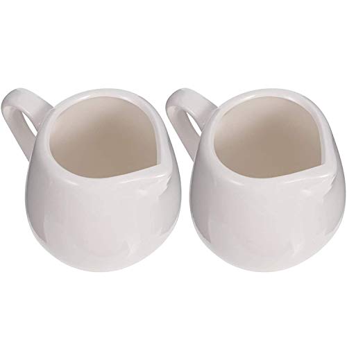 LATRAT 2 Stück Mini Weiße Keramik Milchkännchen mit Griff Kleine Kaffee Milch Milchkännchen Krug Küchensauce Tasse, Kleiner Kaffee Milch Milchkännchen Krug (100ml) von LATRAT