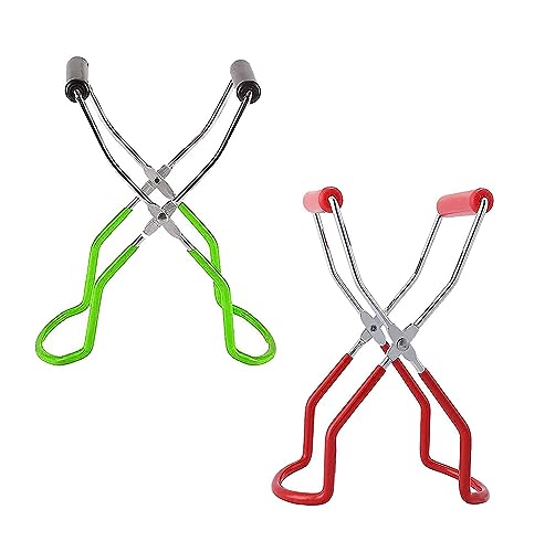 LATRAT 2 Stücke Einmachglas Glasheber Einmachglas-Heber Zange Lifter Zange Gläser für Weckgläser, Glaszange zum Einkochen, Einkochzange Verbrühschutzclip(rot, grün) von LATRAT