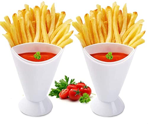 LATRAT 2 in 1 Snackschale Pommesschale mit herausnehmbarer Dip Schüssel – aus Kunststoff, Snack Teller Pommes Schalen Schüsseln Küchenzubehör für Pommes Eis und Dessert von LATRAT