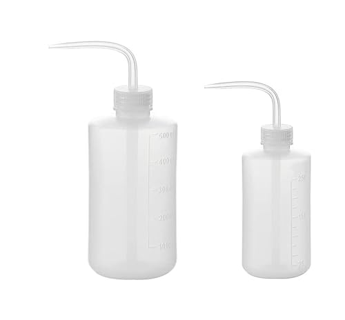 LATRAT 2er Set Gießkannen Kunststoff Sicherheitsflaschen für die Reinigung von transparenten Flaschen für Gartenarbeit, Pflanzenbewässerung, Labor (250/500ml) von LATRAT