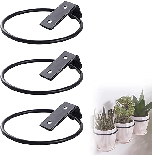 LATRAT 3 Stück Blumentopfhalter Wand Pflanzer Rack Halterung Wandhalterung, Blumentopfhaken Klappring Blumentopfgestell Metall Blumentopf Haken für Terrasse Balkon Garten von LATRAT