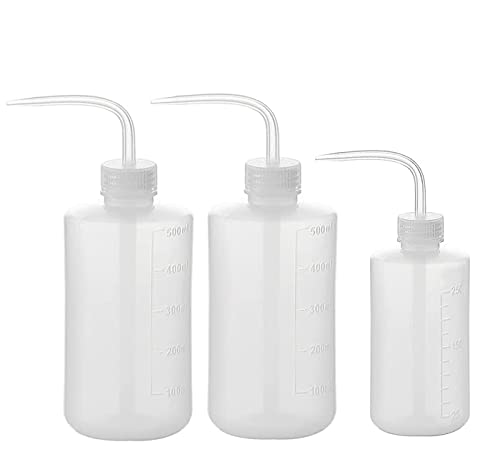 LATRAT 3er Set Gießkanne Kunststoff Sicherheitsflaschen für die Reinigung der transparenten Flaschen für Gartenarbeit, Pflanzenbewässerung, Werkstatt (250/500ML/500ML) von LATRAT