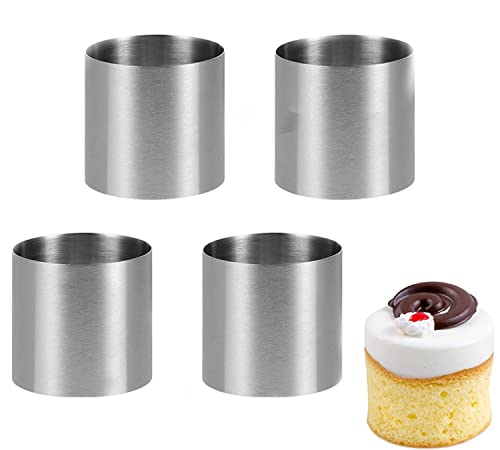 LATRAT 4 Stück Dessertringe, Rostfreier Mousse Ringe für Torte, Fondant, Sushi, Pudding, Schokoladenmousse 5x5x5 cm von LATRAT