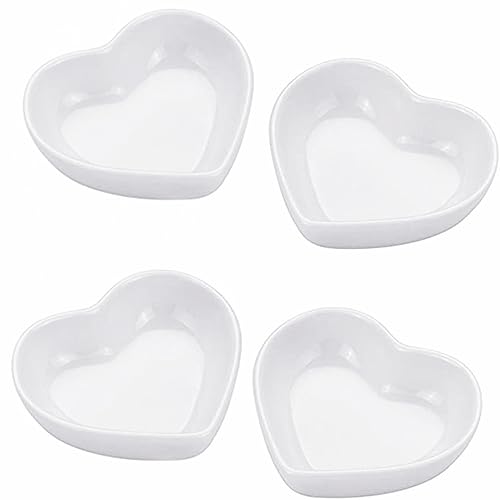 LATRAT 4 Stück Mini-Schälchen, Beilagenschalen aus Keramik, Snack Servierschalen (Herzform Bowl) von LATRAT