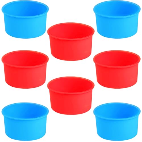 LATRAT 4 Zoll Silikon Backform Obsttorten Quicheformen Kuchenform,Antihaft-Backformen Pfanne Pizza Crust Omelett Rot und Blau 8pcs von LATRAT