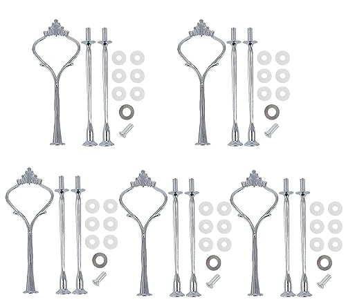 LATRAT 5 Stück Etageren Stangen Set, Bausatz Metallstangen, Für 3 Etage Etageren Etagenplatte Hochzeitstorte Tortenständer(Silber) von LATRAT