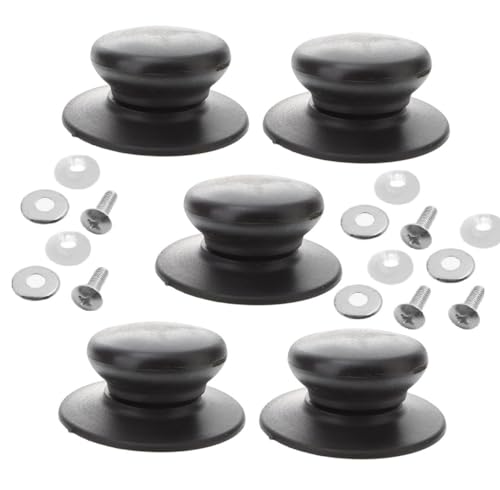 LATRAT 5 Stück Topfdeckelknopf, Topfdeckel Pfannendeckel Griff Universal, deckelgriff hitzebeständig, deckelgriffe, mit Schrauben, für pfannendeckel mit Loch geeignet (5pcs Schwarzer Gummi) von LATRAT