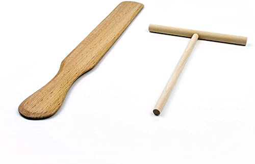 LATRAT Crepes Verteiler Wender Teigverteiler Crepe Spreader Holz, 30 cm Langer Holzwender und 12 cm Holzspreizer Küchenutensilien Kochzubehör von LATRAT