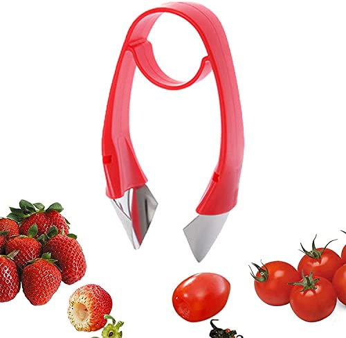 LATRAT Erdbeerentstrunker Erdbeerstrunkentferner Ananas Tomate Strunkentferner, Multi-Funktions-Edelstahl-Frucht-Werkzeug Obst Blatt Stängel Remover Gadget, Zum Dekorieren Von Obst Gemüse von LATRAT