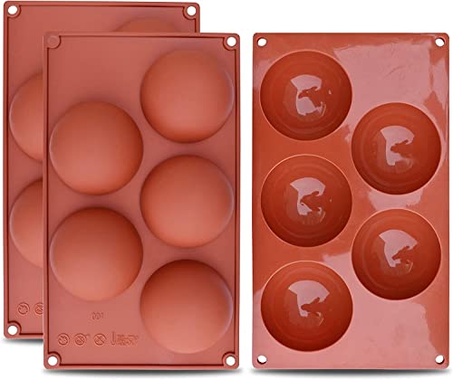 LATRAT Extra große 5-fach-Halbkugel-Silikonform, 3 Packungen Backform zur Herstellung von Schokolade, Kuchen, Gelee, Dome-Mousse von LATRAT