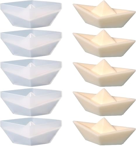 LATRAT Silikonform Boot, 5 Stück 3D Origami Silikonform Schiff, Boot Kerzenformen Seifenform,für Tortendeko Schokolade Seife Sojawachs Kerzen Handwerk LATRAT Silikonform Boot, 5 Stück 3D Origami Silikonform Schiff, Boot Kerzenformen Seifenform,für Tortendeko Schokolade Seife Sojawachs Kerzen Handwerk von LATRAT
