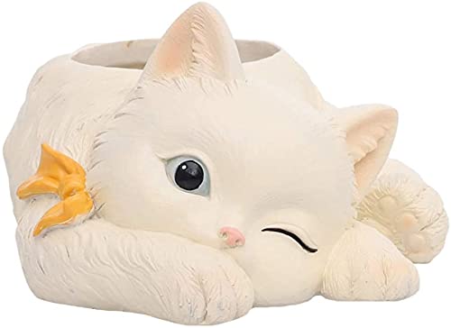 LATRAT Süß Katze Blumentöpfe dekorativen Töpfen, Blumenübertopf Übertopf Für Zimmerpflanzen, für Büro Tischdeko Schreibtisch Deko Miniatur Ornament Dekoration(Zufälliger Stil) von LATRAT