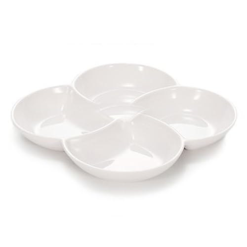 LATRAT Trockenfruchtplatte Vorspeise Serviertablett Kunststoff Getrocknete Obst Teller Fach Geteilte Süßigkeiten Box Servierplatte Süßigkeiten Schüssel Dessert Snacks Nuss Tablett (Weiß Stile 2) von LATRAT