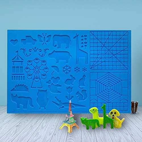 LATTCURE 3D Stift Vorlage mit 2 Finger Stall | 41,5 cm x 27,5 cm 3D Druckstift Vorlage Stifte Matte, Große Matte mit Tiermuster hilfreich für Anfänger Kinder und 3D-Stiftkünstler von LATTCURE