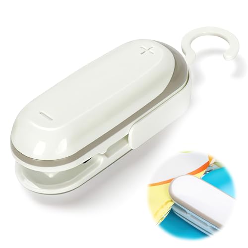 Mini Folienschweißgerät, Heißsiegeln und Schneiden 2 in 1 Versiegelungsmaschine mit Haken, Hand-Folienschweißgerät, Portable Hand Verschlussgerät für Plastiktüten Beutel Lebensmittellagerung Snack von LATTCURE
