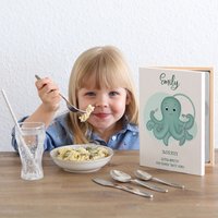 Kekskrone Kinderbesteck Mit Gravur - Ocean Serie Weiß Personalisierte 4-Teilige Geschenkbox von LAUBLUST