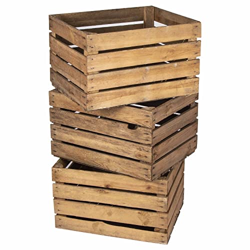 LAUBLUST Alte Vintage Holzkisten 3er Set - ca. 50x40x30cm, Natur | Gebrauchte Weinkisten & Obstkisten - Deko & Möbelbau von LAUBLUST