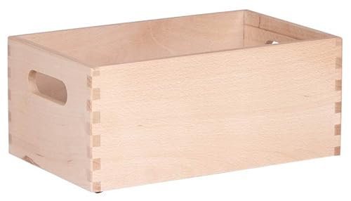 LAUBLUST Aufbewahrungsbox Holz mit Griffen - ca. 20x30x14 cm - Buchenholz - Holzkiste stapelbar - Allzweckkiste Holz - Aufbewahrungsbehälter ohne Deckel - Korb für Geschenke - Aufbewahrungskiste Holz von LAUBLUST