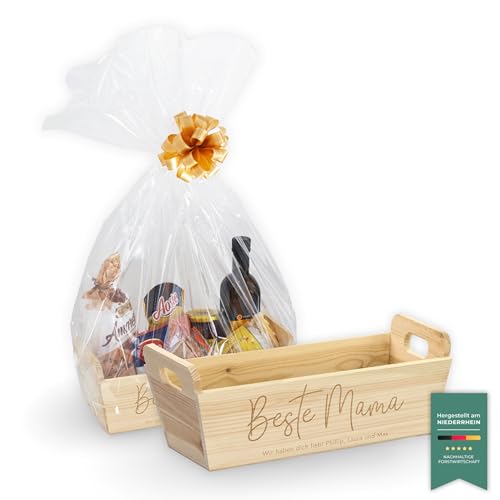 LAUBLUST Blumenkasten Personalisiert mit Wunsch-Gravur - Geschenk für Mama & Familie | ca. 35x13x15cm, Holz Natur FSC® von LAUBLUST