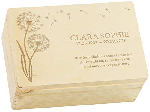 LAUBLUST Erinnerungskiste Geliebte Menschen - Personalisiert mit Gravur - Pusteblume Motiv | 30x20x14cm, Natur, FSC® von LAUBLUST