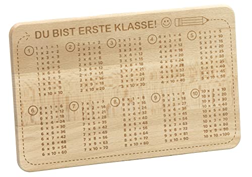 LAUBLUST Frühstücksbrettchen Kinder - 1x1 Mathe Gravur - ca. 24 x 15 x 1 cm, Natur, FSC® - Geschenk zur Einschulung von LAUBLUST