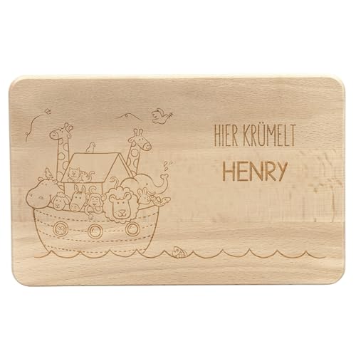 LAUBLUST Frühstücksbrettchen Kinder - Personalisiert mit Gravur - Arche Noah Motiv - Geschenk Brettchen 24x15cm, Holz FSC® von LAUBLUST