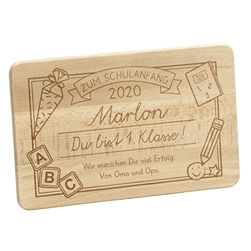 LAUBLUST Frühstücksbrettchen mit Gravur - Personalisiert mit Datum | Name | Widmung - Buche Naturbelassen ca. 24 x 15 x 1 cm, FSC® - 1. Klasse Motiv - Schneidebrett zum Schulanfang LAUBLUST Frühstücksbrettchen mit Gravur - Personalisiert mit Datum | Name | Widmung - Buche Naturbelassen ca. 24 x 15 x 1 cm, FSC® - 1. Klasse Motiv - Schneidebrett zum Schulanfang von LAUBLUST