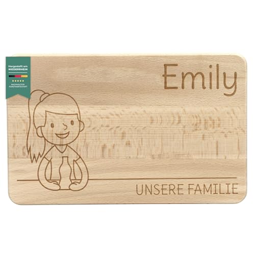 LAUBLUST Frühstücksbrettchen mit Gravur - Unsere Familie | Große Tochter - Buche Naturbelassen - Personalisiertes Schneidebrett ca. 24 x 15 x 1 cm, FSC® von LAUBLUST