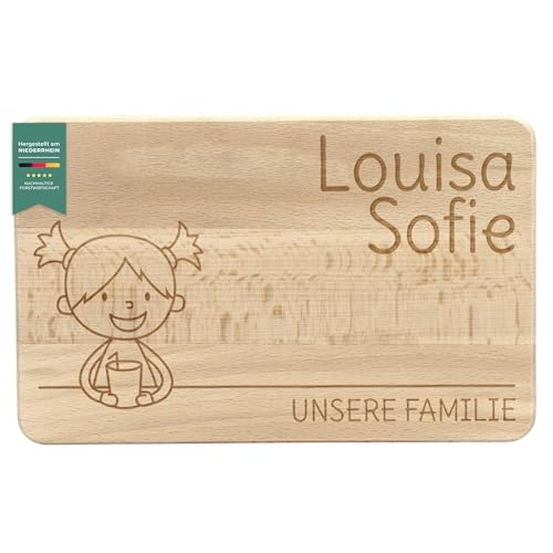 LAUBLUST Frühstücksbrettchen mit Gravur - Unsere Familie | Mittlere Tochter - Buche Naturbelassen - Personalisiertes Schneidebrett ca. 24 x 15 x 1 cm, FSC® von LAUBLUST