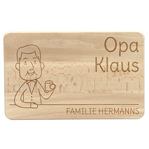 LAUBLUST Frühstücksbrettchen mit Gravur - Unsere Familie | Opa - Buche Naturbelassen - Personalisiertes Schneidebrett ca. 24 x 15 x 1 cm von LAUBLUST