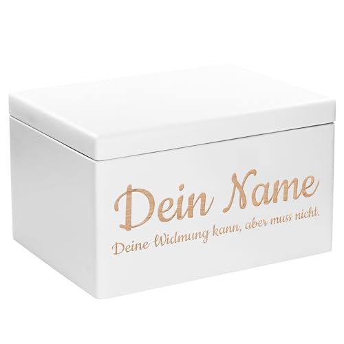 LAUBLUST Große Holzkiste - Personalisiert mit Individueller Wunsch-Gravur - 40x30x24cm, Weiß, FSC® - Geschenk-Kiste | Aufbewahrungskiste | Erinnerungs-Box von LAUBLUST